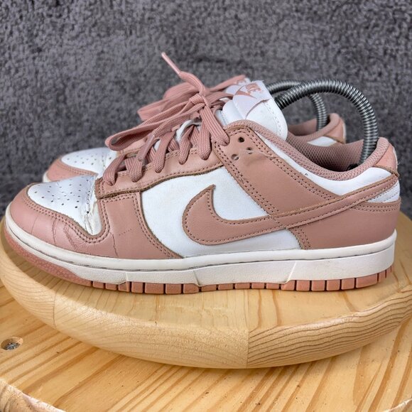 Nike Dunk Low Women Sz 8 Rose Whisper Leather Sneaker Streetwear Shoe DD1503-118 - Picture 1 of 7
